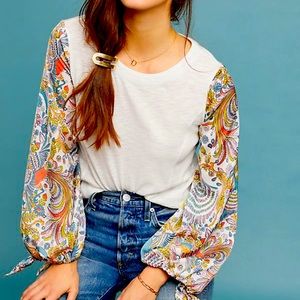 Anthropologie Maybelle Tied-sleeve top